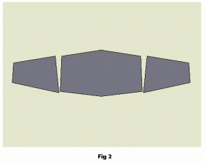 Cut out fabric pieces with centre piece double the size of pattern piece.