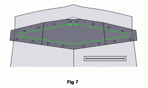 Pin bottom and top part of adaptation piece to pants cut out section right side of fabric facing you.