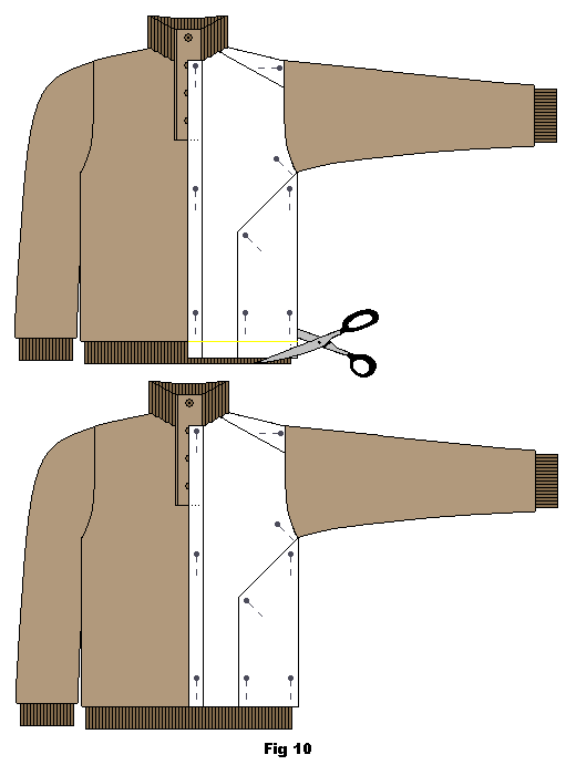 Klipp av nederkanten på bomullstyget längs med tröjans nederkant (eller där nederkant/midjelinning börjar om den har sådan).