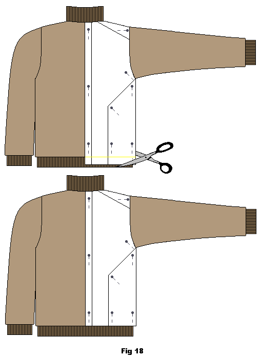 Klipp av nederkanten på bomullstyget längs med tröjans nederkant.