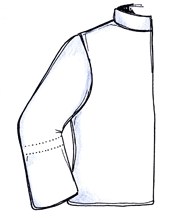 Jackärm med dragsko sydd nedanför armbåge