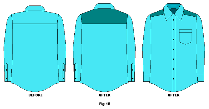 Färdigt exempel av skjorta med anpassning för högre nacklinje